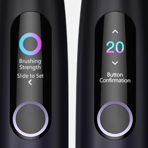 Oclean X Pro Electric Toothbrush 84 000 Movements/min Deep Cleaning with LCD Touch Screen  2H Fast Charge Lasts 30 Days  3 Modes 32 Intensities  Sonic Toothbrush Smart Timer- Black Purple - button