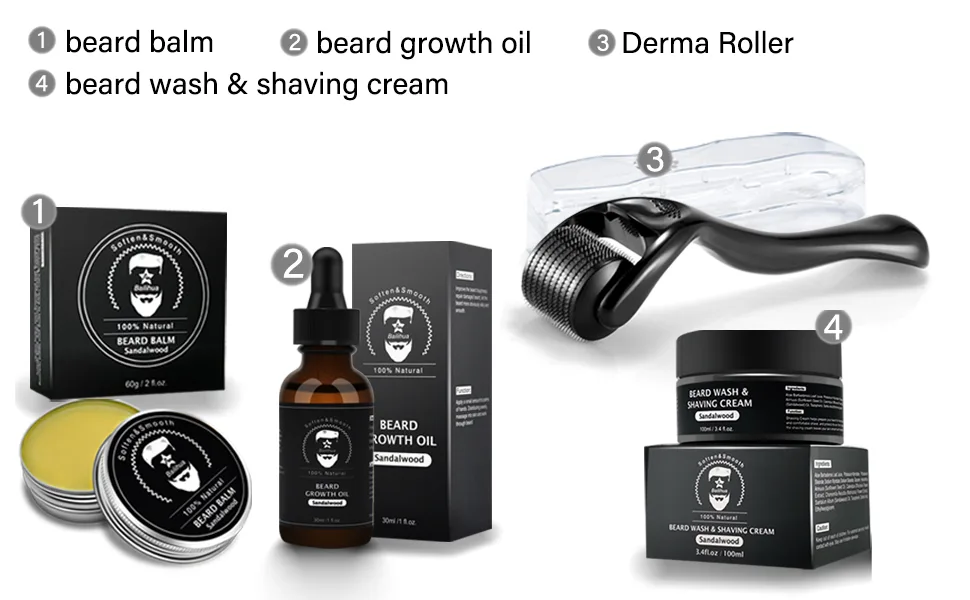 AN BAILIHUA beard growth kit (sandalwood) - beard grooming kit