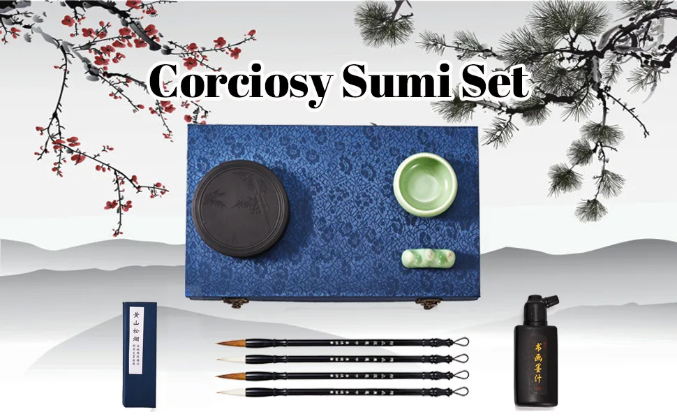 Corciosy Chinese Calligraphy Brushes Gift Set Professional Sumi Water Writing  Painting Set for Beginners - product information 1