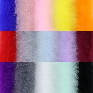 2 Yards Fluffy Marabou Feather Boa for Crafts Wedding Party Christmas Tree Decoration 22 Grams white - Many colors