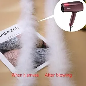2 Yards Fluffy Marabou Feather Boa for Crafts Wedding Party Christmas Tree Decoration 22 Grams white - Quick and fluffy