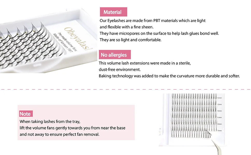 Obeyalash Pre Fanned Volume Lash Extensions Long Stem Volume Eyelash Extensions 100% Handmade Premade Fans Eyelash Extensions(3D-0.07C  10mm) 3D-0.07C10 - volume lash extensions