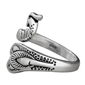 3 Pcs Adjustable Knitting Loop Crochet Loop Knitting Accessories  Hand-Made Silver-Plated Copper Rings  Faster Crocheting  Advanced Peacock Ring  Yarn Guide Finger Holder Knitting Thimble - side