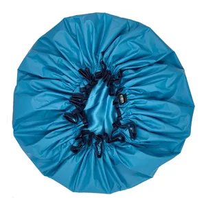 ELEBOX Jumbo Shower Cap XL Double-Layer Satin Bonnet Sleep Cap for Braids Waterproof Bath Caps Reusable Shower Hat Black - Shower Cap for women