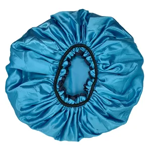 ELEBOX Jumbo Shower Cap XL Double-Layer Satin Bonnet Sleep Cap for Braids Waterproof Bath Caps Reusable Shower Hat Black - XL Shower cap