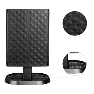 deweisn Trifold Lighted Vanity Makeup Mirror with 21 LEDs Lights 1x/2x/3x Magnification and Touch Screen Dimming Two Power Supplies Makeup Mirror  Gift for Women Black - product information 6