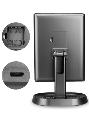 deweisn Trifold Lighted Vanity Makeup Mirror with 21 LEDs Lights 1x/2x/3x Magnification and Touch Screen Dimming Two Power Supplies Makeup Mirror  Gift for Women Black - product information 7
