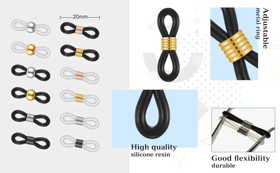 Eyeglass Chain Ends Eyeglass Chain Loop Holder Silicone Eyeglass Connector (50 Pieces) - product information 2