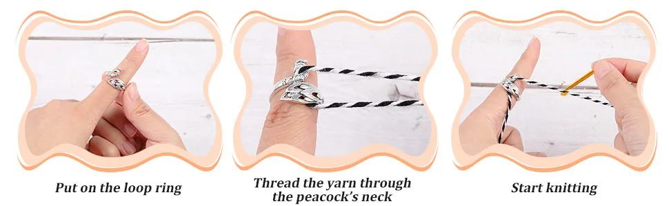 6 Pieces Adjustable Knitting Crochet Loop Ring Knitting Accessories Braided Knitting Ring Yarn Guide Finger Holder Open Finger Ring for Mother Grandma Thanksgiving Presents  3 Styles (Silver) - product information 3