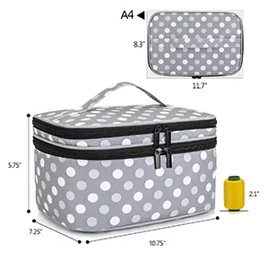 Luxja Double-Layer Sewing Accessories Organizer  Sewing Supplies Organizer for Needles  Thread  Scissors  Measuring Tape and Other Sewing Tools  Large/Polka Dots Large Polka Dots - portable sewing box