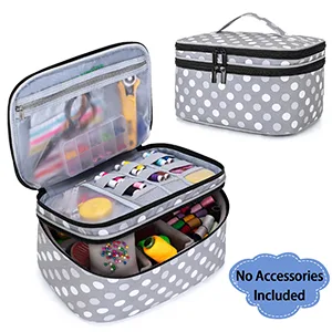 Luxja Double-Layer Sewing Accessories Organizer  Sewing Supplies Organizer for Needles  Thread  Scissors  Measuring Tape and Other Sewing Tools  Large/Polka Dots Large Polka Dots - sewing boxes