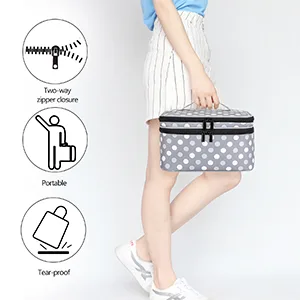 Luxja Double-Layer Sewing Accessories Organizer  Sewing Supplies Organizer for Needles  Thread  Scissors  Measuring Tape and Other Sewing Tools  Large/Polka Dots Large Polka Dots - sewing storage box