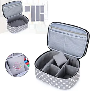 Luxja Double-Layer Sewing Accessories Organizer  Sewing Supplies Organizer for Needles  Thread  Scissors  Measuring Tape and Other Sewing Tools  Large/Polka Dots Large Polka Dots - sewing storage containers