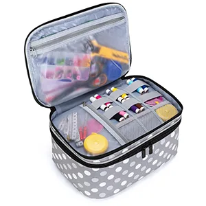 Luxja Double-Layer Sewing Accessories Organizer  Sewing Supplies Organizer for Needles  Thread  Scissors  Measuring Tape and Other Sewing Tools  Large/Polka Dots Large Polka Dots - sewing tool box