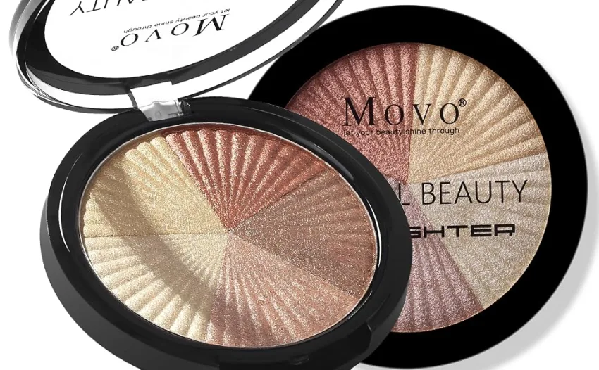 Movo Highlighter Palette Highlighter Powder Makeup Palette 5 Shades Glow Bronzer Face Illuminator Makeup Palette Kit(Bronzer) - product information 6