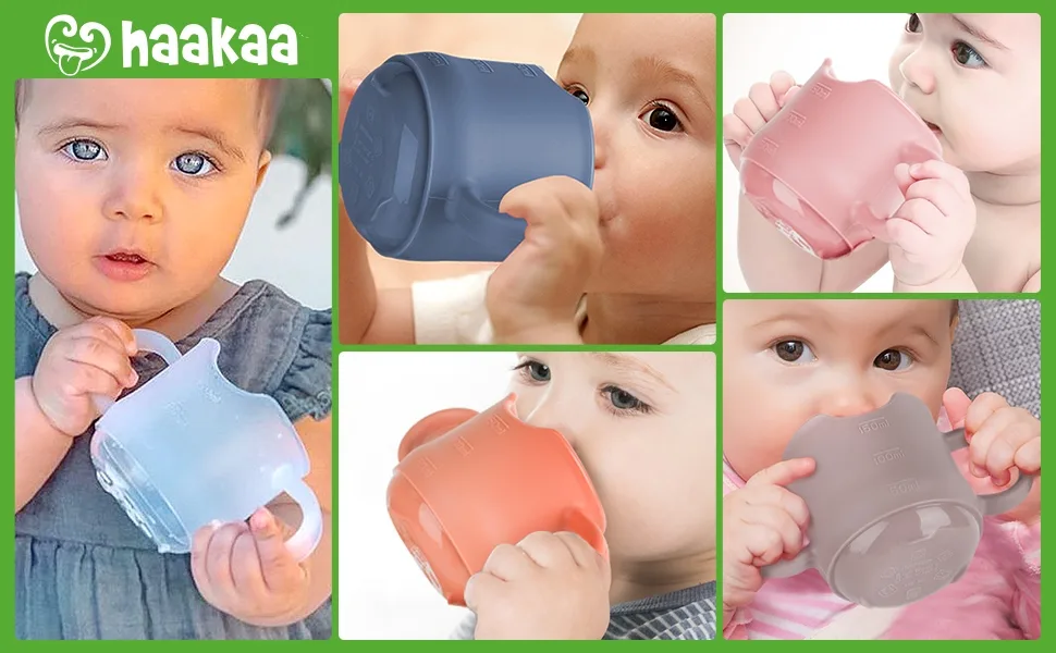 haakaa Silicone Toddler Cup - Durable Baby Training Cup for Baby Independent Drinking  Easy-grip Handles Drinking Cup for 6 Months+ Babies 150ml/5oz (Blush) - product information 15