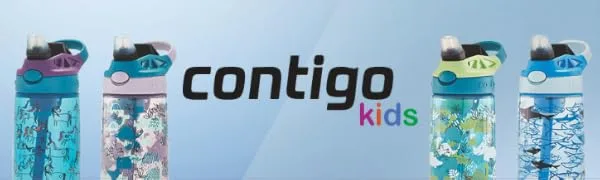 Contigo Kids Water Bottle  14 oz with Autospout Technology   Spill Proof  Easy-Clean Lid Design   Ages 3 Plus  Top Rack Dishwasher Safe   Eggplant Punch & Blueberry Green Apple - contigo cleanable