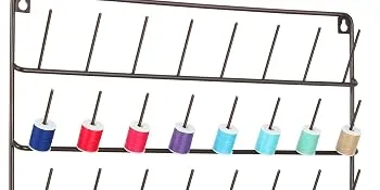 HAITARL 32-Spool Sewing Thread Rack  Wall-Mounted Metal Sewing Thread Holder with Hanging Tools  Metal Rack for Organize Sewing Thread  Embroidery-Suitable for Large Thread  Brown - THREAD RACK