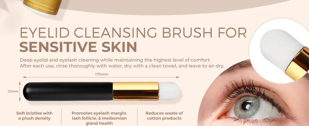 LASHVIEW Lash Shampoo Eyelash Extensions Cleanser 50ml with Brush Eyelid Foaming Cleanser Gentle Formula without Irritation  Easy to Use and Rinse For Home Use and Salon - Eyelid Cleansing Brush
