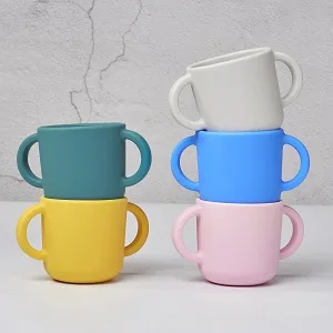 Silicone Training Cup for Infants  Toddler Learning Cup with Two Handles  Baby Open Cup 5oz  6months+ (yellow) - baby cup