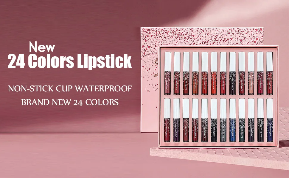 WAQIA 24Pcs Matte Liquid Lipstick Set Waterproof Lip Gloss Kit Long Lasting Lipgloss Kit - 6583