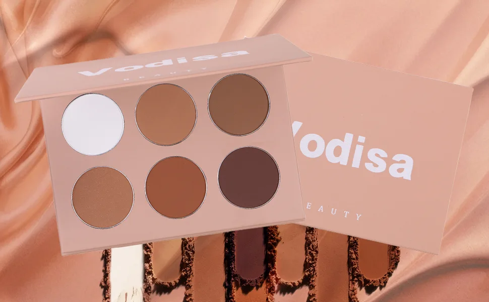 Vodisa Contour Palette Highlighting Bronzer Powder Kit Matte Corrector Professional Base Foundation Long-Wear  Lightweight  Blends Easily  Highly Pigmente Makeup Pallet With Mirror (B) - contour powder palette