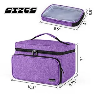 Luxja Sewing Accessories Organizer with 2 Detachable Clear Pockets  Sewing Supplies Organizer (Patent Design)  Purple - portable sewing box