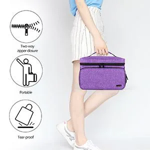 Luxja Sewing Accessories Organizer with 2 Detachable Clear Pockets  Sewing Supplies Organizer (Patent Design)  Purple - sewing storage box