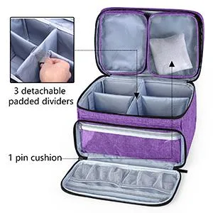 Luxja Sewing Accessories Organizer with 2 Detachable Clear Pockets  Sewing Supplies Organizer (Patent Design)  Purple - sewing tool box