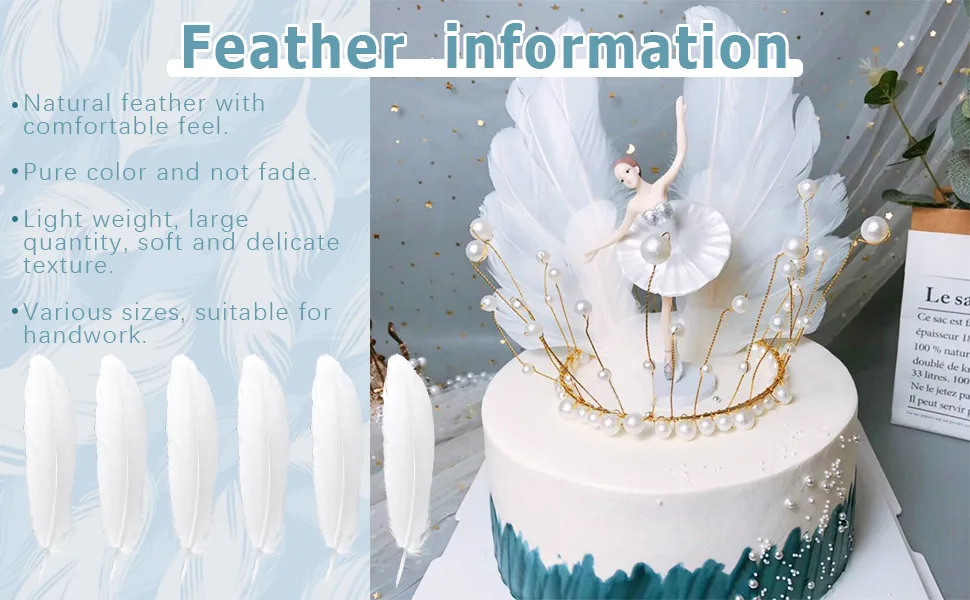 HaiMay 200 Pieces White Feathers for Craft Wedding Home Party Decorations  6-8 Inches Goose Feathers White Craft Feathers White 200 Pieces - product information 3