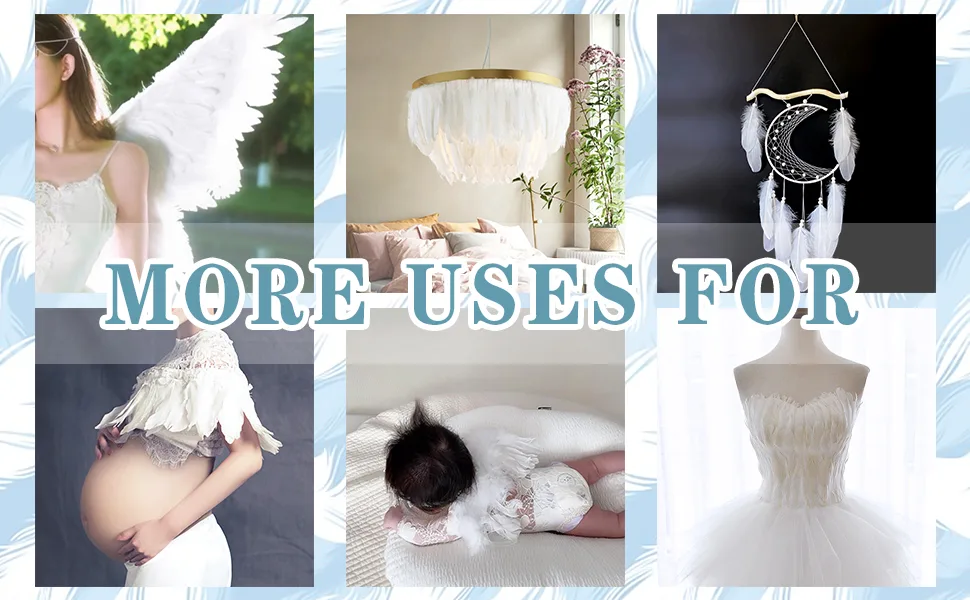 HaiMay 200 Pieces White Feathers for Craft Wedding Home Party Decorations  6-8 Inches Goose Feathers White Craft Feathers White 200 Pieces - product information 4