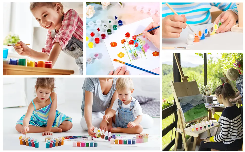 Caffox 240 Pieces Empty Paint Pot  40 Strips Acrylic Mini Paint Container Strips Storage with Lids for Classrooms School Arts and Crafts Paint (3ml/ 0.1oz) - Mini Paint Container