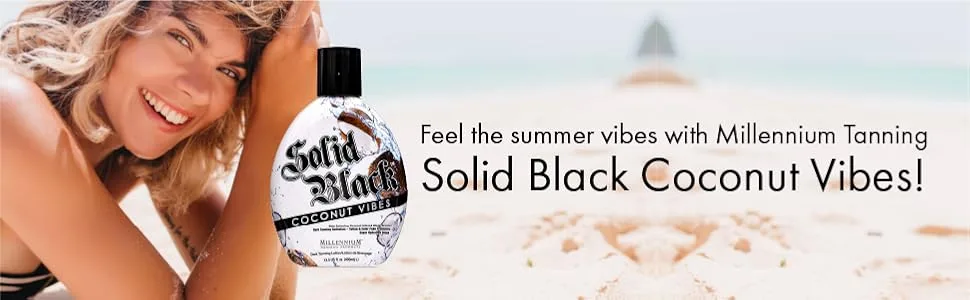 Millennium Tanning Solid Black Coconut Vibes - Indoor & Outdoor Tanning Lotion (13.5 Ounces) - Millennium Tanning bronzer tanning lotion