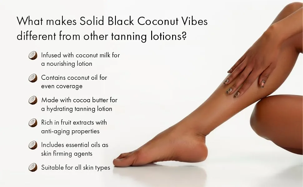 Millennium Tanning Solid Black Coconut Vibes - Indoor & Outdoor Tanning Lotion (13.5 Ounces) - Millennium Tanning indoor tanning lotion with bronzer