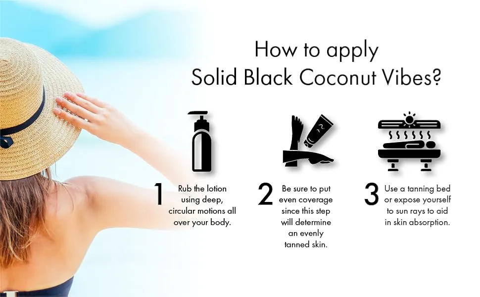 Millennium Tanning Solid Black Coconut Vibes - Indoor & Outdoor Tanning Lotion (13.5 Ounces) - Millennium Tanning indoor tanning lotion, tanning lotion outdoor, tanning lotion for tanning beds