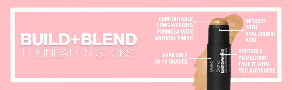 Palladio BUILD + BLEND Foundation Stick  Contour Stick for Face  Professional Makeup for Perfect Look  0.25 Ounce (Natural Beige) - foundation sticks comfortable long wearing formula with naural finish infused hyaluronic acid