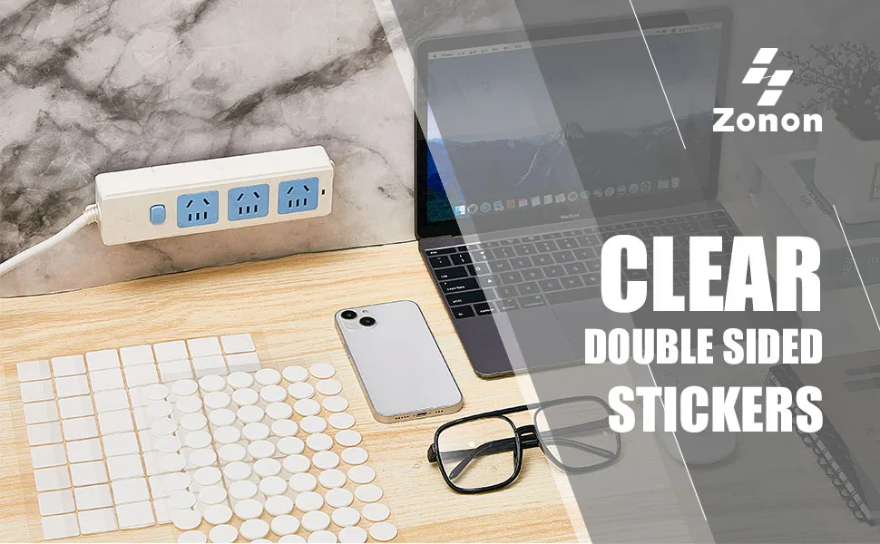 Clear Self Adhesive Dots  Clear Double Sided Stickers Include Square and Round Adhesive Stickers  No Traces Sticky Sticker Double Sided Tape for Classroom Office Home Wall Tile Decoration (280 Pieces) - product information 1