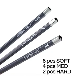 Dyvicl Professional Charcoal Pencils Drawing Set - 12 Pieces Soft  Medium & Hard Charcoal Pencils for Drawing  Sketching  Shading  Artist Pencils for Beginners & Artists - drawings charcoal charcoal pencils for drawing professional charcoal pencil set