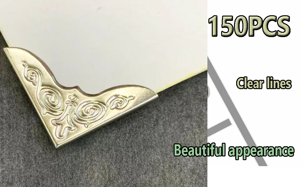 150PCS Book Corner Protector Metal Corner Cover for Scrapbook Album Menu Folder Include 50PCS Gold  50PCS Silver and 50PCS Bronze - shuliang