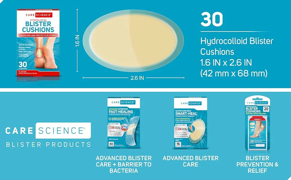 Care Science Hydrocolloid Gel Blister Cushion Bandages  30 ct | Cushions & Protects Blisters  Long-Lasting - Other products