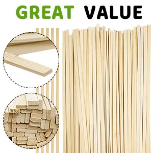 Fansunta 100pcs 15 Inch Strong Natural Bamboo Sticks  Wooden Craft Sticks  Extra Long Sticks  Wood Strips for Craft Projects  3/8 Inch Width - Wood Strips for Craft