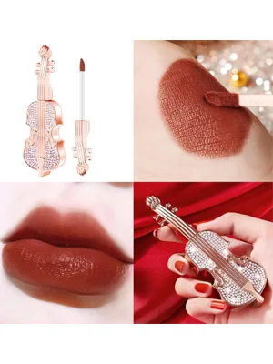 Gireatick Long Lasting Matte lipstick in Velvety Red  Unique Violin Appearance Design  Waterproof Durable Mist Liquid Lipstick with Gift Box - matte lipstick