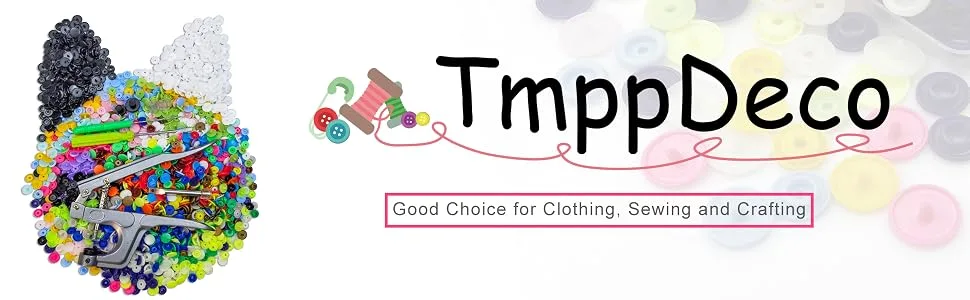 TmppDeco Plastic Snaps with Snap Pliers  460 Sets 24-Colors Snap Buttons for Sewing  Snap Fasteners Kit for Sewing  Clothing  Crafting - snpas logo