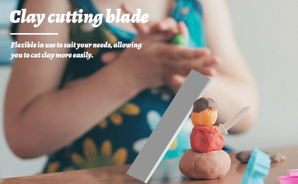 Clay Cutter Blade- 2 Pcs Set Flexible Stainless Steel Polymer Clay Cutters Blade Ceramic Shaping Modelling Sculpting Cutting Slicing Tools for DIY Pottery Craft (2PCS) - clay cutting blade clay tools clay cutters pottery tools clay cutters shapes jewelry