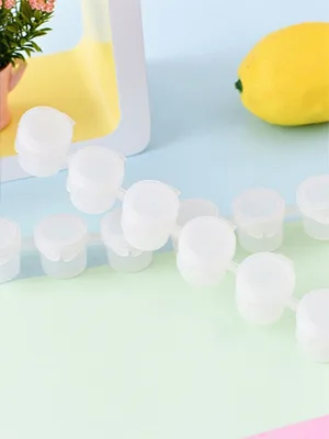 600 PCS Empty Paint Pots 3ml / 0.1oz Paint Pots with lids 100 Strips  Clear Plastic Painting Cups Strips Bulk for Schools Classrooms Art Paintings Festivals - product information 2