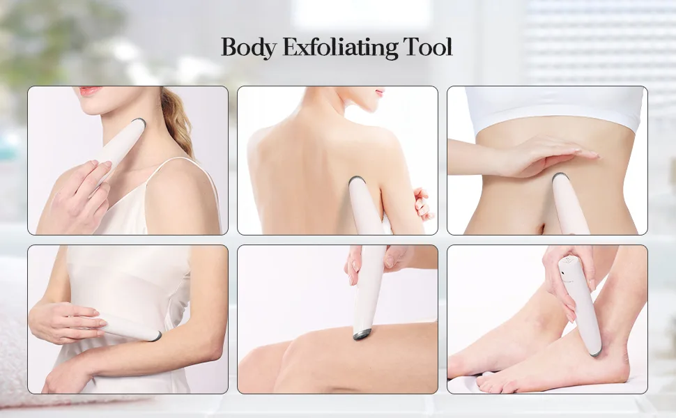 NEWDERMO Body Microdermabrasion Exfoliator Machine - Professional Suction Body Diamond Dermabrasion Device with 2 Large Diamond Suction Tip - Advanced Home Body Treatment Tool White - 9007-11