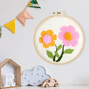 Pllieay 2 Set Punch Needle Embroidery Starter Kits Include Instructions  Punch Needle Fabric with Pattern  Yarns  Embroidery Hoops for Rug-Punch & Pinch Needle Flowers - product information 13