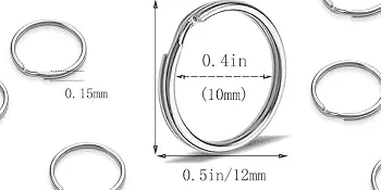 100 Pcs Split Ring  Small Key Rings Bulk Split Keychain Rings DIY Craft Metal Keychain Connector Accessories (12mm) - Split Ring