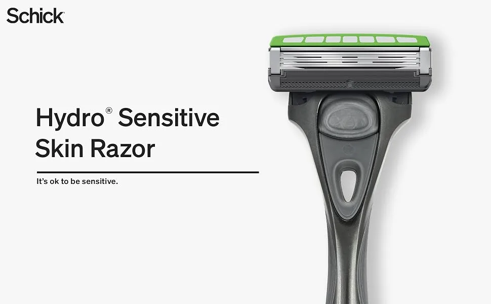 Schick Hydro Slim Head Sensitive Razor for Men   Razor for Men Sensitive Skin  Thin Razor with 4 Razor Blades - schick hydro mens sensitive razor face razor Gillette 3 blade clean shave