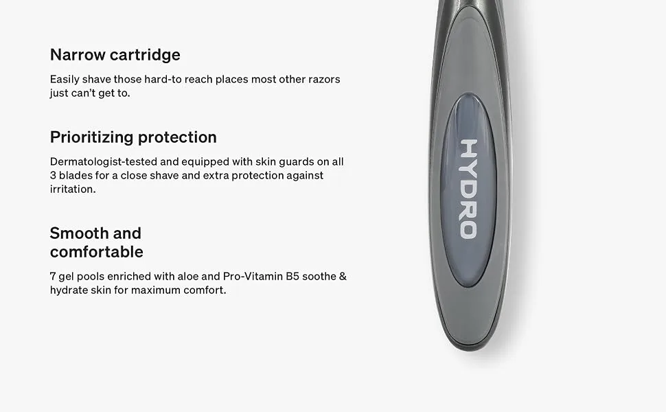 Schick Hydro Slim Head Sensitive Razor for Men   Razor for Men Sensitive Skin  Thin Razor with 4 Razor Blades - schick hydro mens sensitive razor face razor Gillette 3 blade clean shave